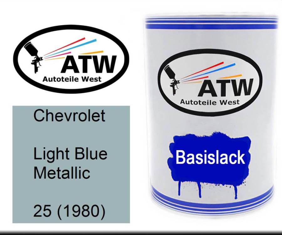 Chevrolet, Light Blue Metallic, 25 (1980): 500ml Lackdose, von ATW Autoteile West.